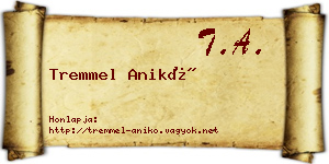 Tremmel Anikó névjegykártya